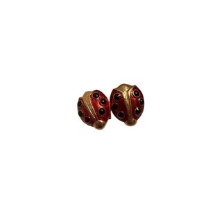 Vintage Avon Elegant Red and Gold Ladybug Earrings